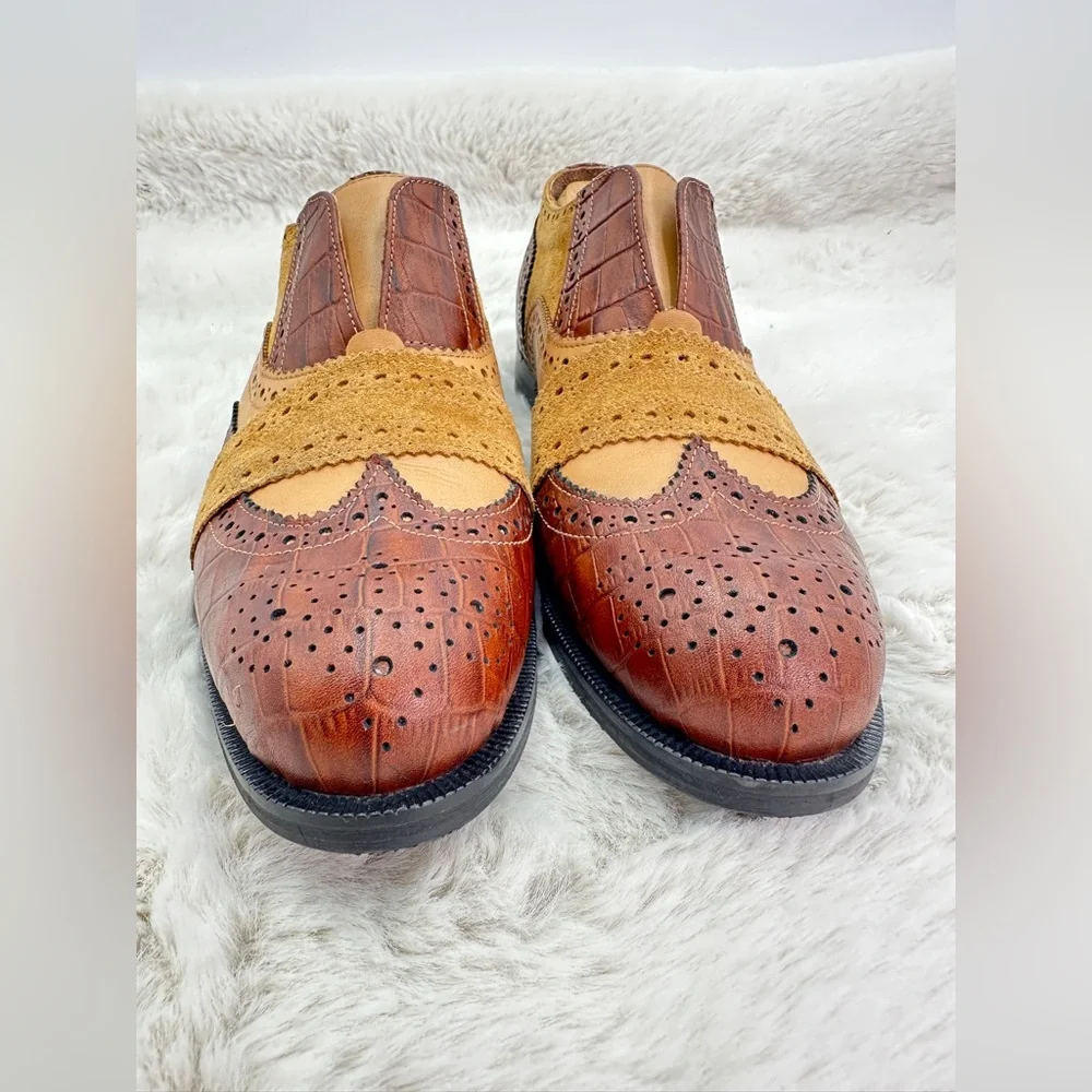NEW GIROTTI Men’s oxfords‎ shoes 33977 sz 41 US 8 suede embossed leather